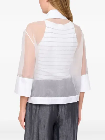 D Exterior Sheer-panelled Cotton Shirt In Multi