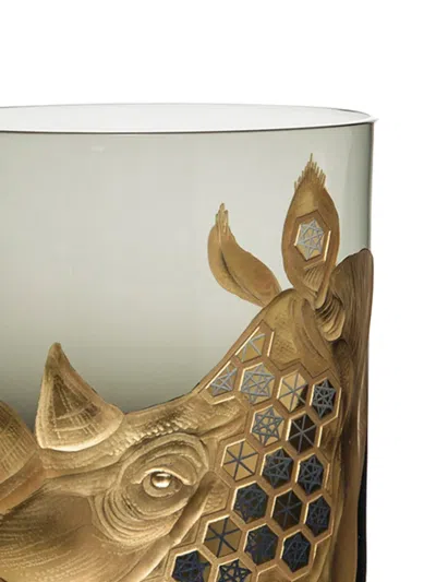 Artel African Safari Rhino-head Geometric Glass In Black