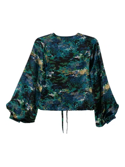 Pre-owned Saint Laurent V-neck Printed Silk Top