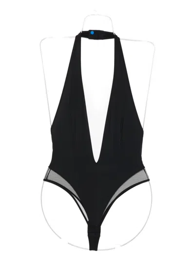 Maison Close Pure Tentation V-neck Bodysuit In Black