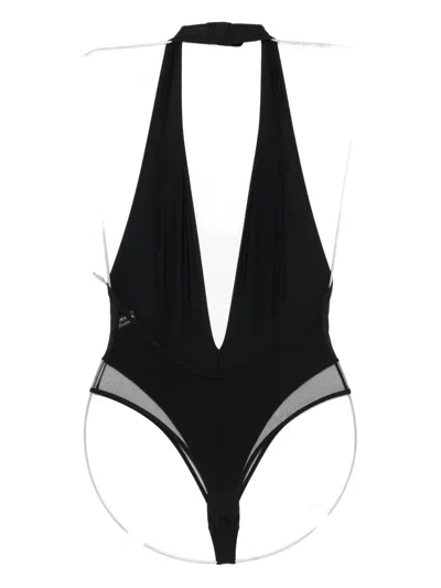 Maison Close Pure Tentation V-neck Bodysuit In Black