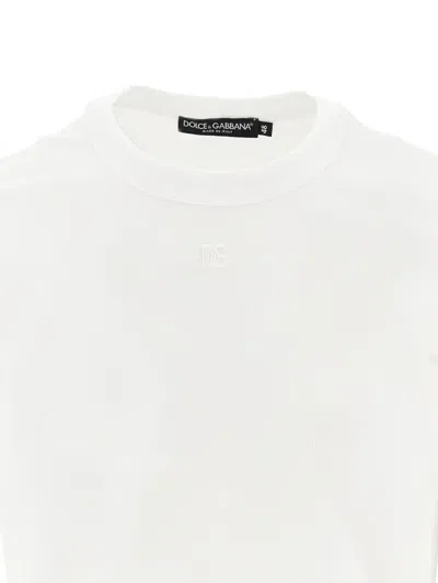 Dolce & Gabbana Crew Neck Cotton-blend T-shirt With Short Sleeves In White