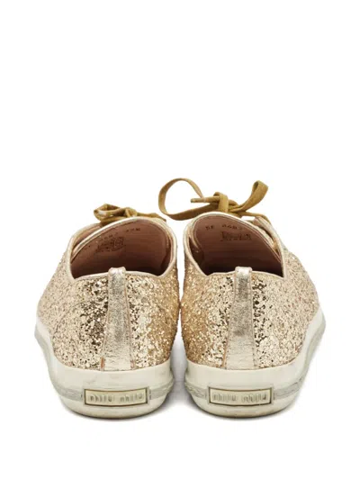 Pre-owned Miu Miu Glitter-embellished Sneakers