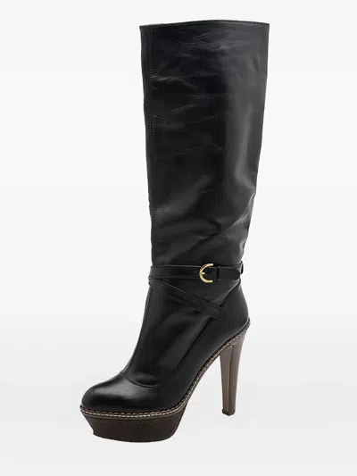Pre-owned Sergio Rossi Vintage  125mm Leather Buckle-detail Boots