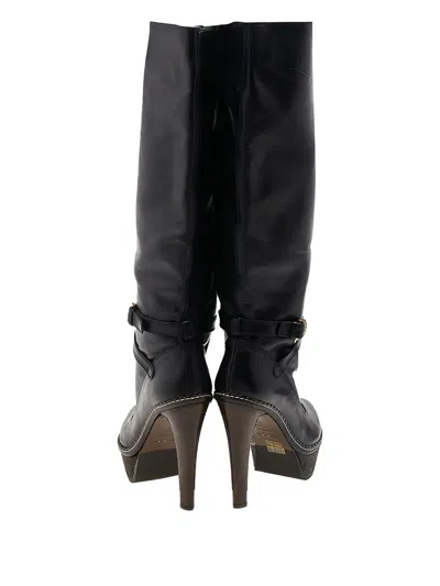 Pre-owned Sergio Rossi Vintage  125mm Leather Buckle-detail Boots
