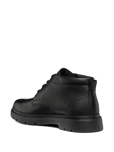 Geox Lace-up Leather Boots In Black