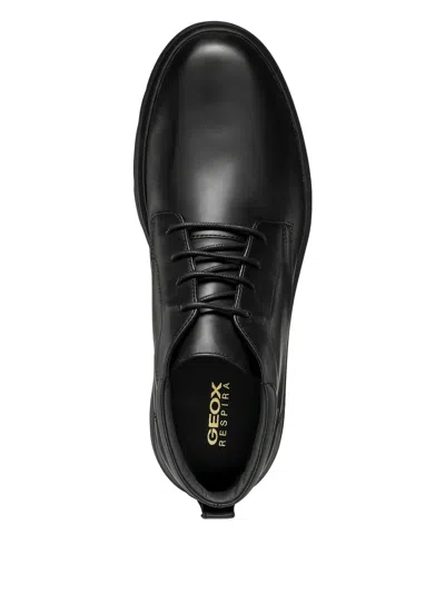 Geox Lace-up Leather Boots In Black