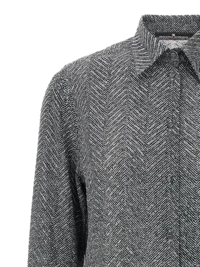 Ermanno Scervino Herringbone Shirt Adorned With Rhinestone Details