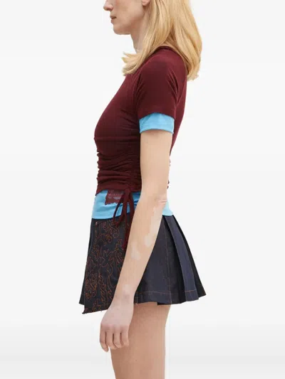 Andersson Bell Cindy String Layered Top In Burgundy