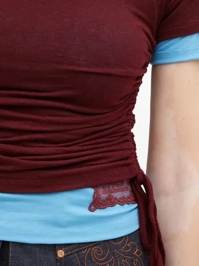 Andersson Bell Cindy String Layered Top In Burgundy