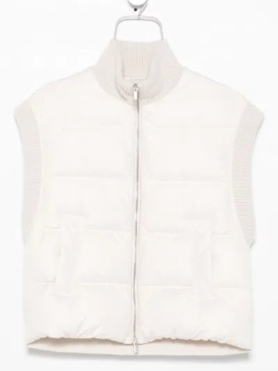 Peserico Quilted Panelled Gilet In Neutral