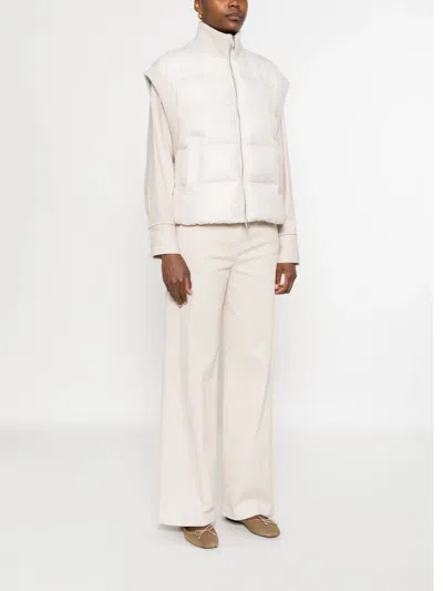 Peserico Quilted Panelled Gilet In Neutral