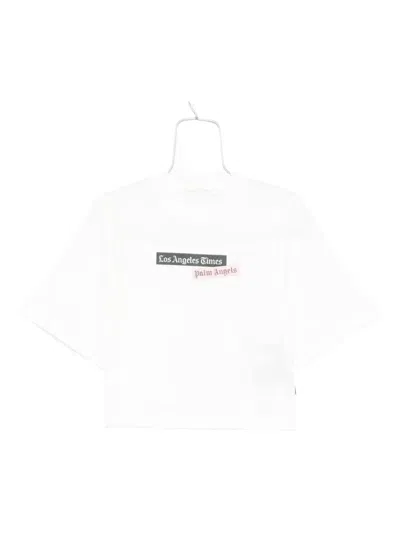 Palm Angels Cotton T-shirt With Print In White