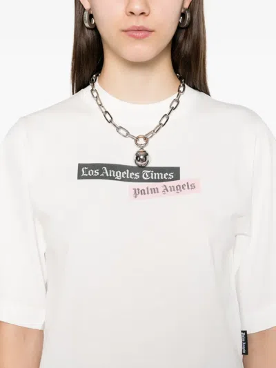 Palm Angels Cotton T-shirt With Print In White