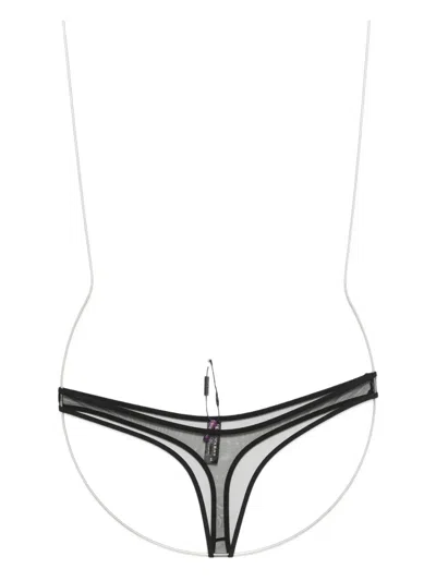 Maison Close Pure Tentation Sheer High-cut Thong In Black