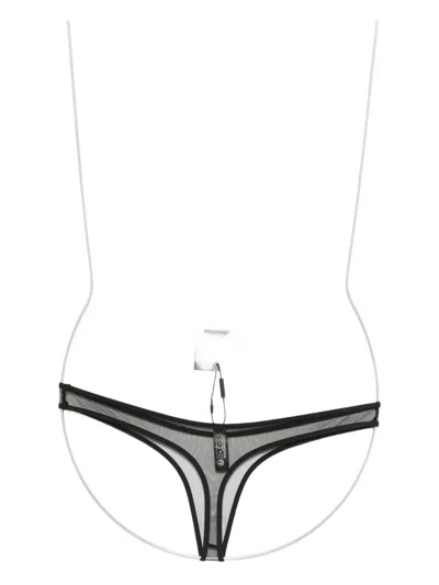 Maison Close Pure Tentation Sheer High-cut Thong In Black