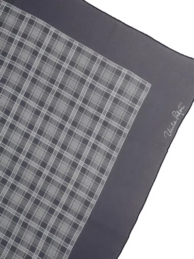 Pre-owned Mila Schon Vintage  Check-print Silk Scarf
