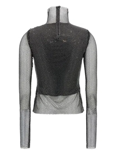 Sportmax Valdai Embellished Fishnet Crop Top