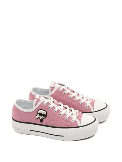 Karl Lagerfeld Logo-print Lace-up Sneakers In Pink