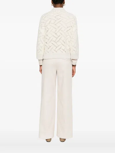 Peserico Textured Three Quarter Sleeve Sweater In Neutral