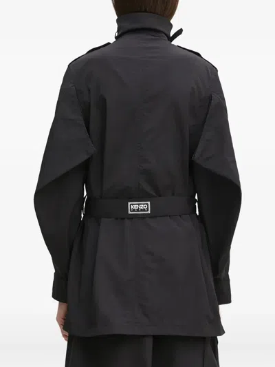Kenzo Belted Trench Coat In Black