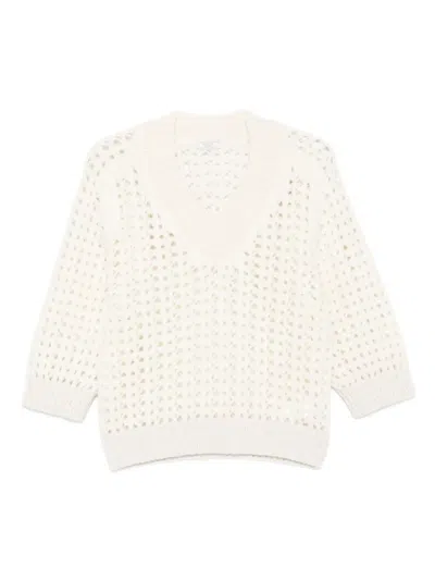 Peserico V-neck Open-knit Sweater