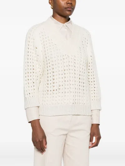 Peserico V-neck Open-knit Sweater