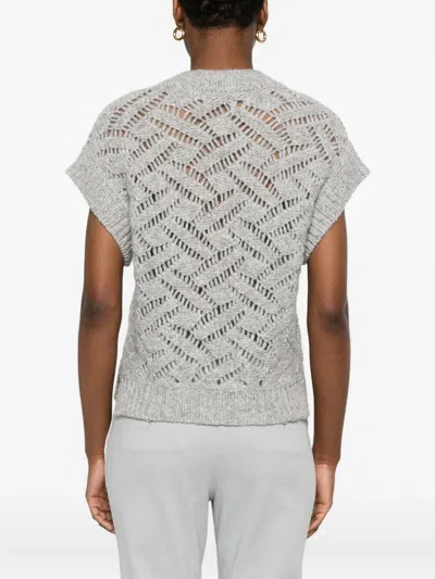 Peserico Textured Sweater Vest In Gray