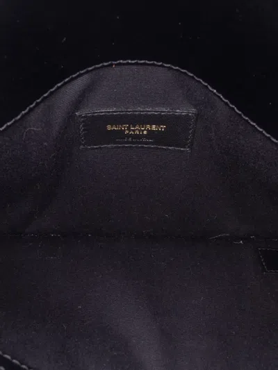 Pre-owned Saint Laurent 2019 Smooth Shiny Calfskin Monogram Uptown Pouch Clutch Bag