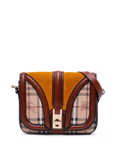 Pre-owned Burberry 2000-2017 Haymarket Check Coated Canvas Brickfield Crossbody Bag