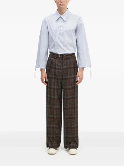 Andersson Bell Soe Check-wrap Apa753m Trousers In Brown