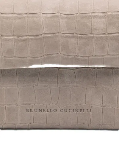 Brunello Cucinelli Crocodile-embossed Chain Clutch Bag