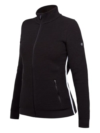 Newland Ribbed Zip-up Jacket In Black