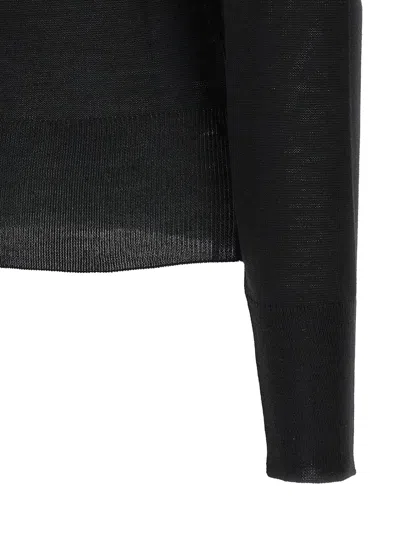 Ermanno Scervino Sheer Turtleneck Lace Sweater With Long Sleeves In Black