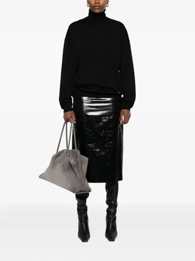 Moschino Turtleneck Wool Sweater In Black