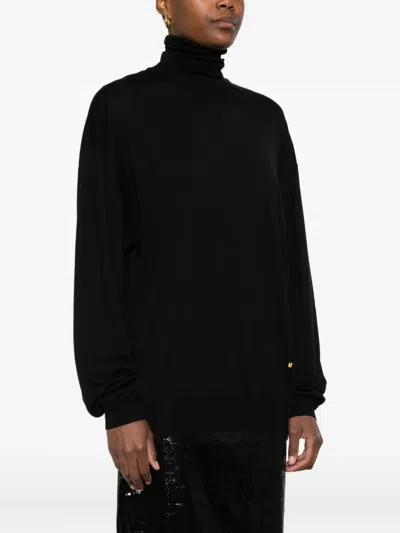 Moschino Turtleneck Wool Sweater In Black