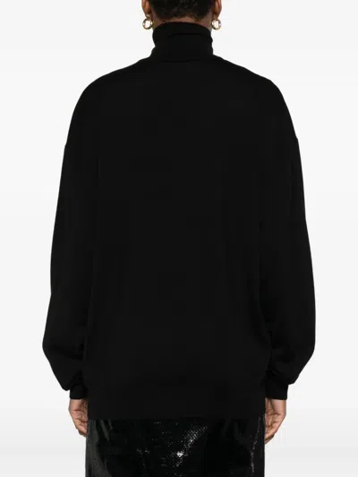 Moschino Turtleneck Wool Sweater In Black
