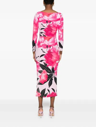 Chiara Boni La Petite Robe Ruched Floral-print Bodycon Midi Dress In Multi