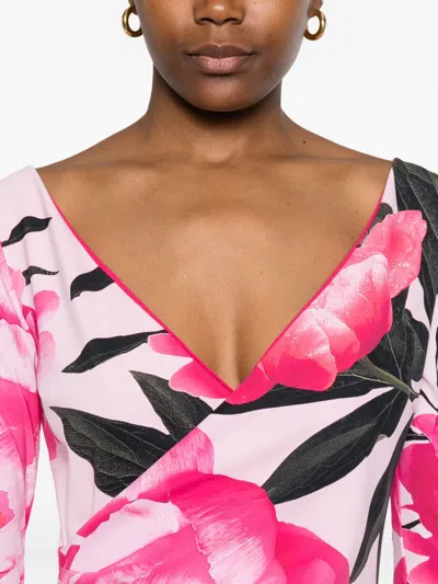 Chiara Boni La Petite Robe Ruched Floral-print Bodycon Midi Dress In Multi