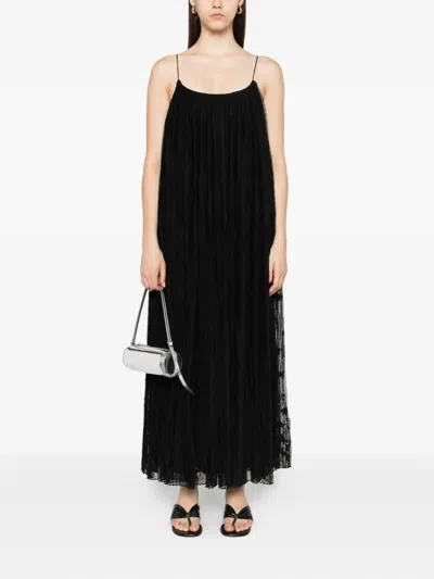 Totême Toteme Floral Plissé Tulle Maxi Dress In Black