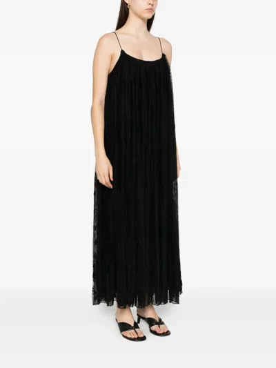 Totême Toteme Floral Plissé Tulle Maxi Dress In Black