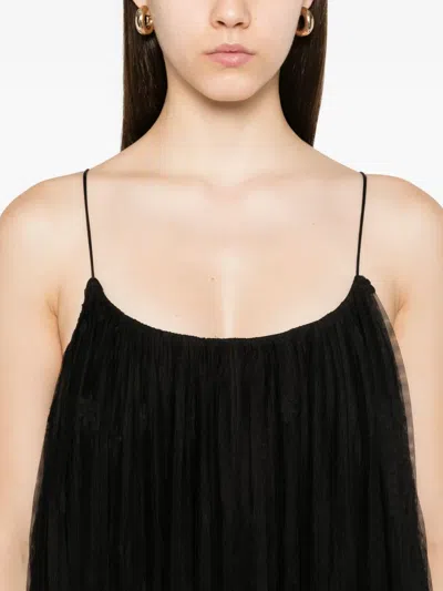 Totême Toteme Floral Plissé Tulle Maxi Dress In Black