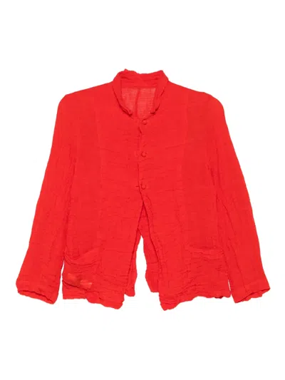 Daniela Gregis Textured Button-front Jacket In Red