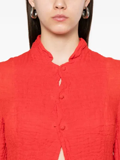 Daniela Gregis Textured Button-front Jacket In Red