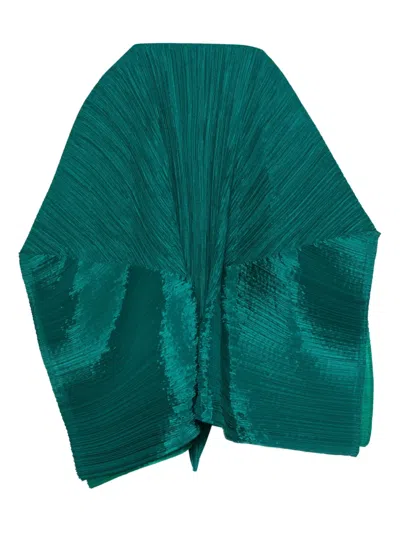 Issey Miyake Pleated Asymmetric Scarf In Green