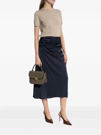 Theory Draped Midi Skirt In Blue