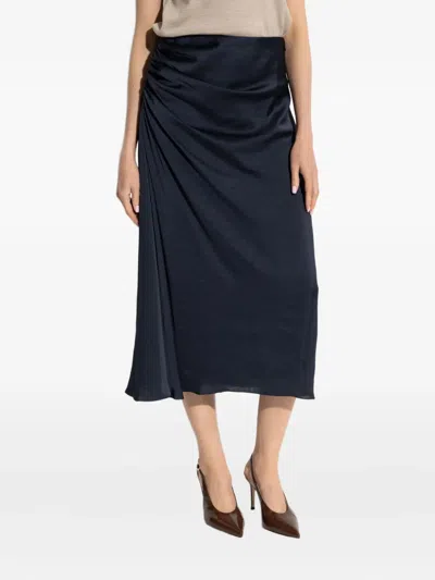 Theory Draped Midi Skirt In Blue