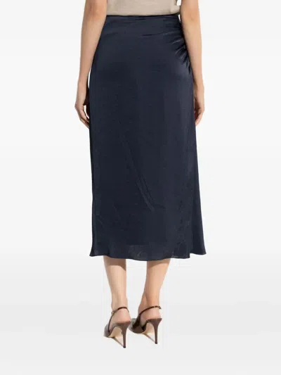 Theory Draped Midi Skirt In Blue