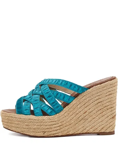 Pre-owned Christian Louboutin 110mm Leather Wedge Sandals