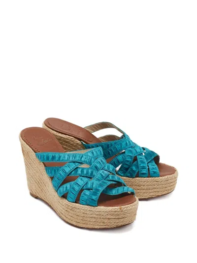 Pre-owned Christian Louboutin 110mm Leather Wedge Sandals